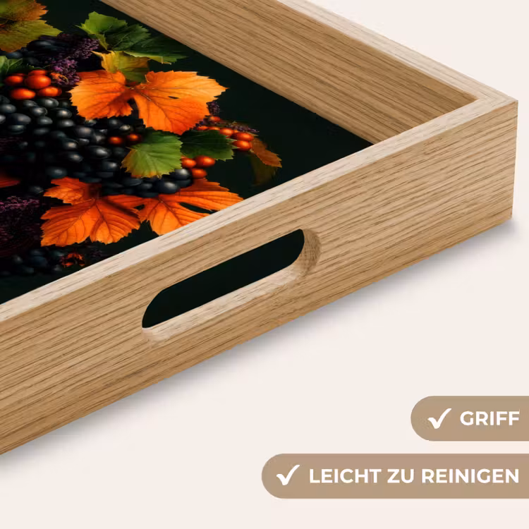 Vrouw - Rood - Groen - Druiven Dienblad Rechthoek middel -USP_HandgreepDE