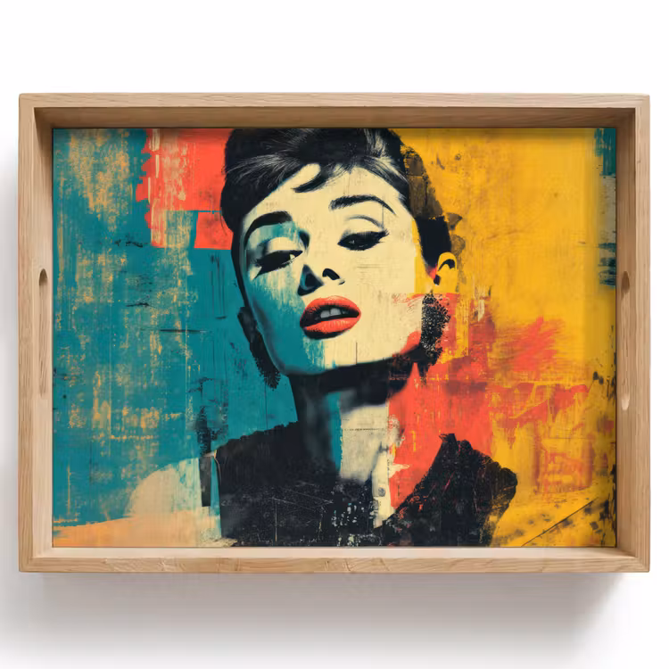Vrouw - Rode lippen - Expressief - Grafisch Dienblad Rechthoek middel -z3d_shopping