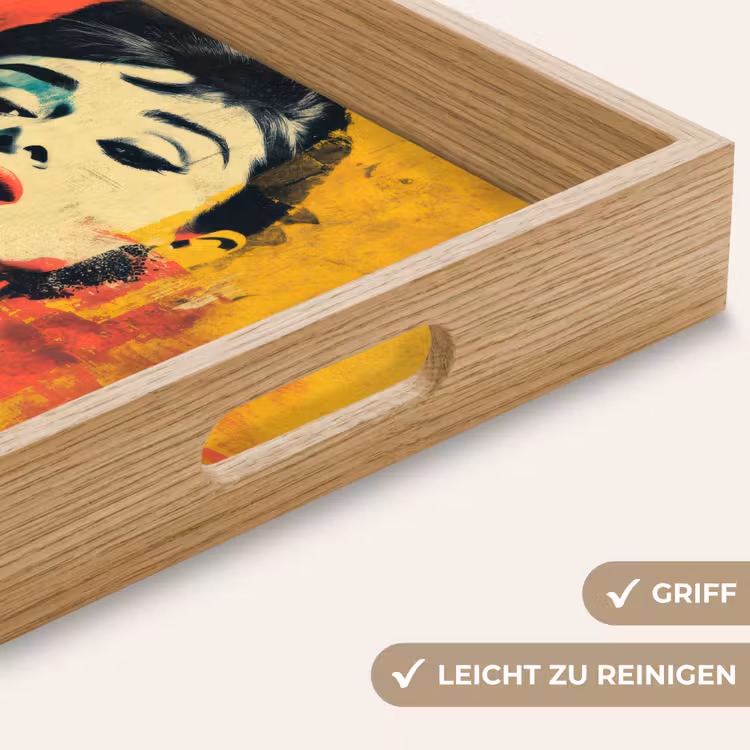 Vrouw - Rode lippen - Expressief - Grafisch Dienblad Rechthoek middel -USP_HandgreepDE