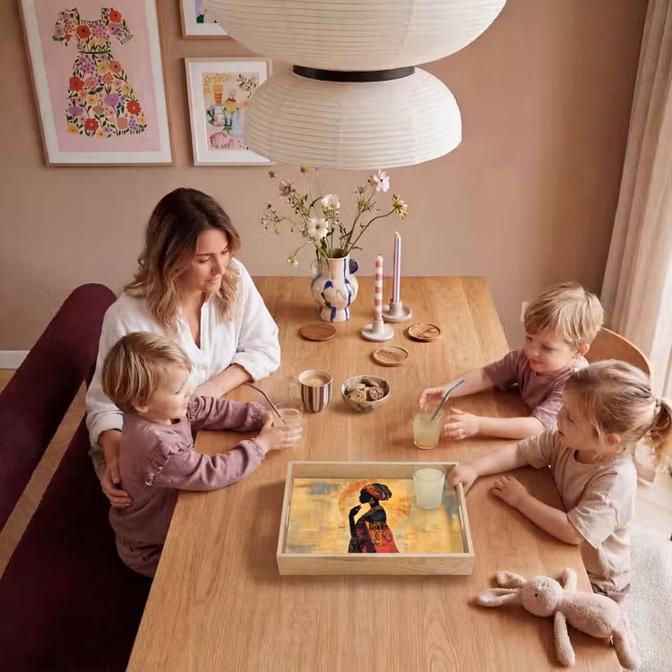 Vrouw - Silhouet - Patronen - Sierlijk Dienblad Rechthoek middel -sfeer4