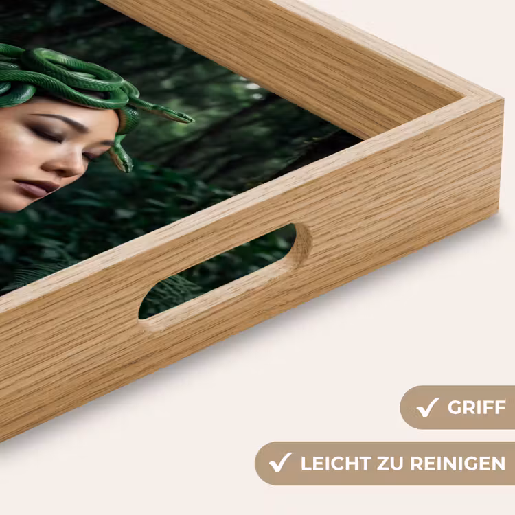 Vrouw - Slang - Natuur - Mystiek - Groen Dienblad Rechthoek middel -USP_HandgreepDE
