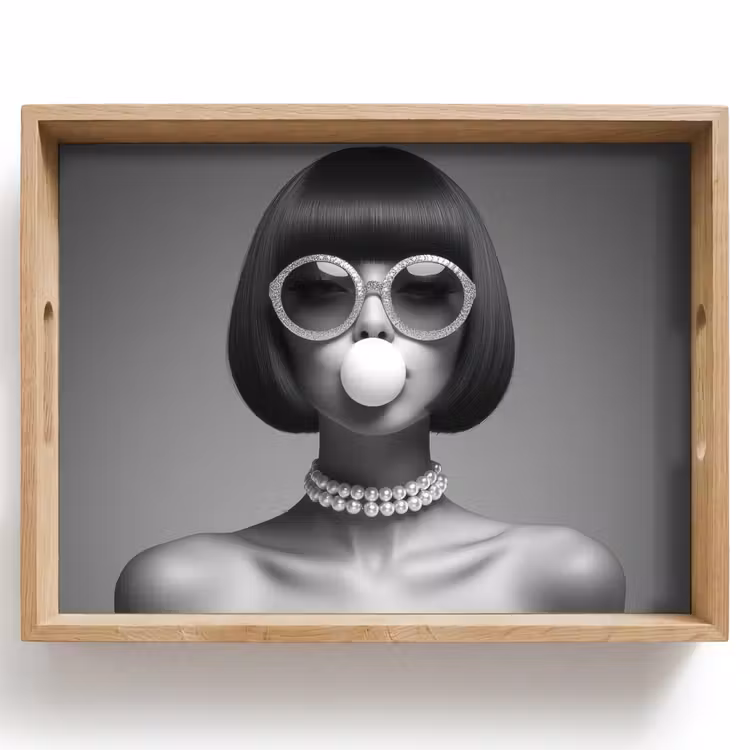 Vrouw - Zwart Wit - Ketting - Zonnebril Dienblad Rechthoek middel -z3d_shopping