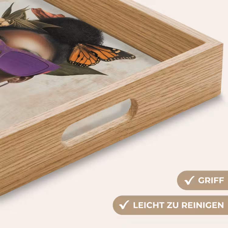 Vrouw - Zonnebril - Vlinder - Bloemen Dienblad Rechthoek middel -USP_HandgreepDE