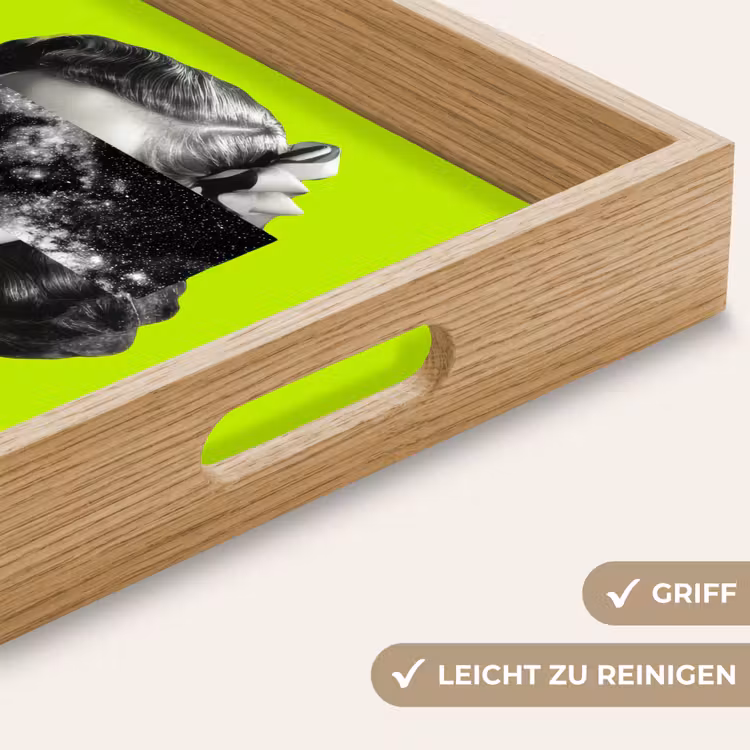 Vrouw - Sterrenhemel - Groen Dienblad Rechthoek middel -USP_HandgreepDE