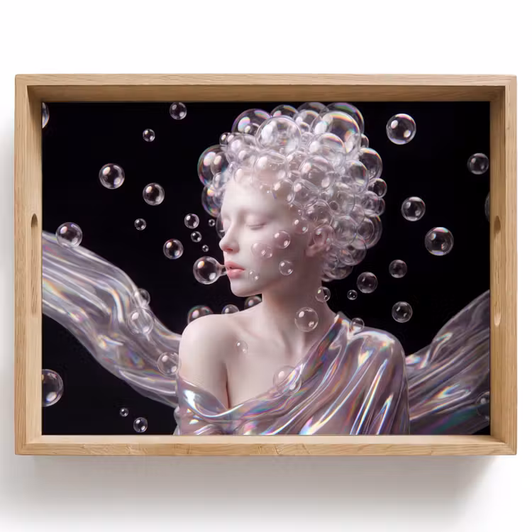 Vrouw - Bellen - Abstract - Kleurrijk Dienblad Rechthoek middel -z3d_shopping