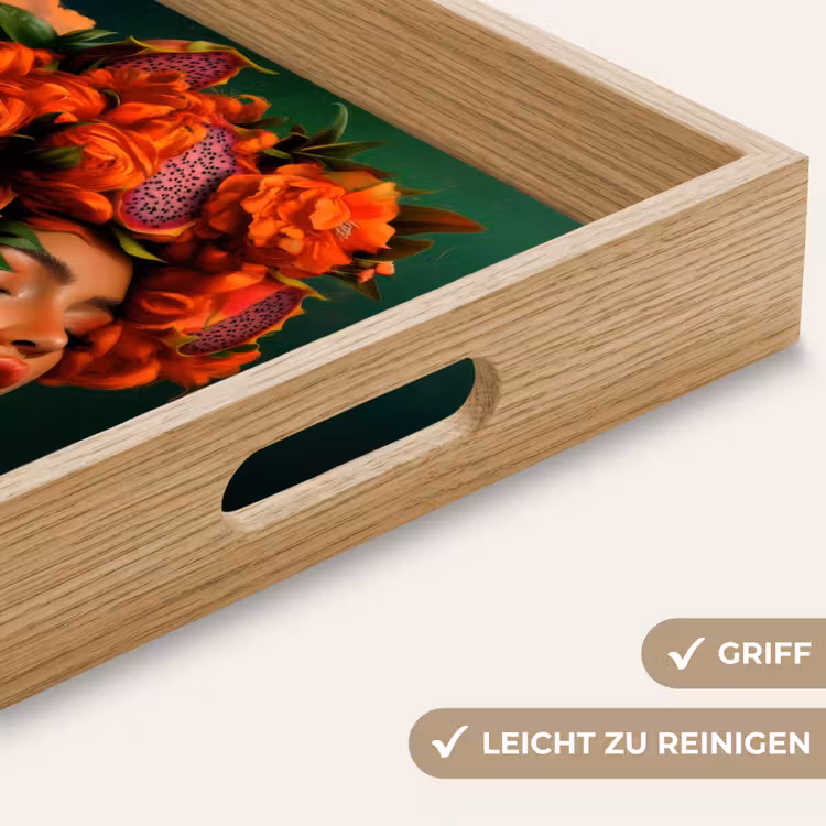 Vrouw - Drankenfruit - Rozen Dienblad Rechthoek middel -USP_HandgreepDE