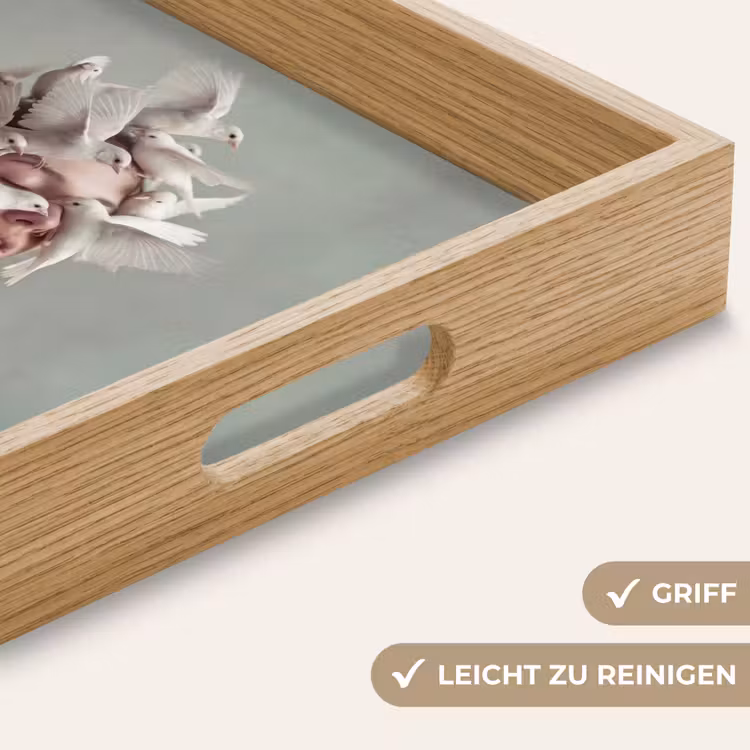 Vrouw - Vogels - Abstract - Modern - Wit Dienblad Rechthoek middel -USP_HandgreepDE