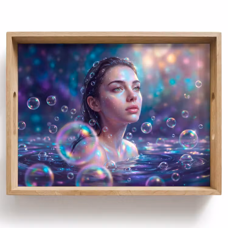 Vrouw - Water - Portret - Kleurrijk - Modern Dienblad Rechthoek middel -z3d_shopping
