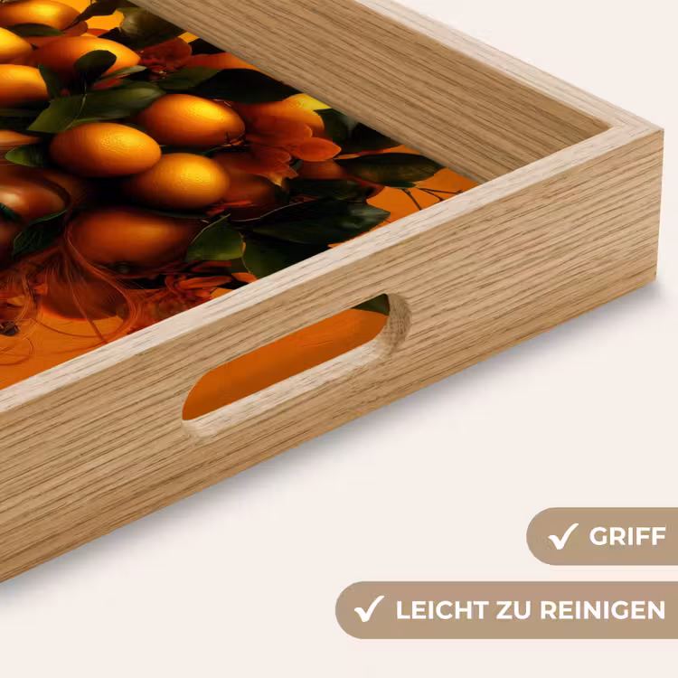 Vrouw - Citroenen - Bloesem - Geel Dienblad Rechthoek middel -USP_HandgreepDE
