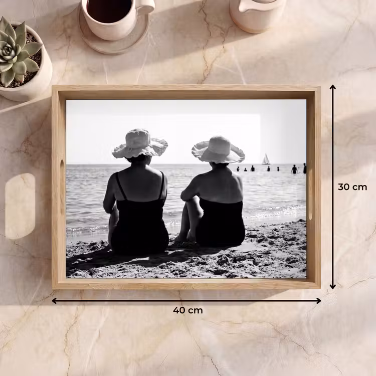 Vrouwen - Zonnehoed - Strand - Zwart - Wit Dienblad Rechthoek middel -USP_Formaat
