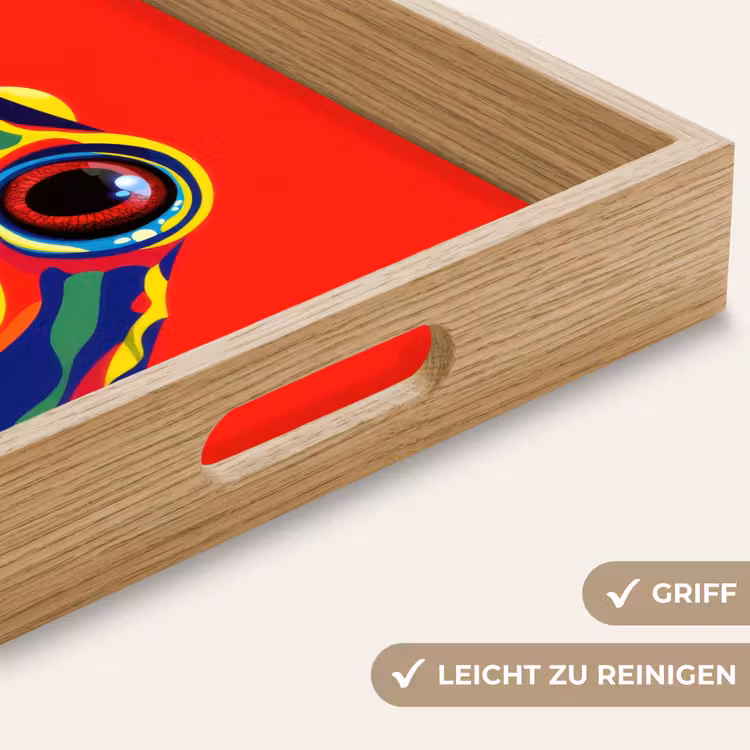 Kikker - Kleurrijk - Strepen - Ogen Dienblad Rechthoek middel -USP_HandgreepDE