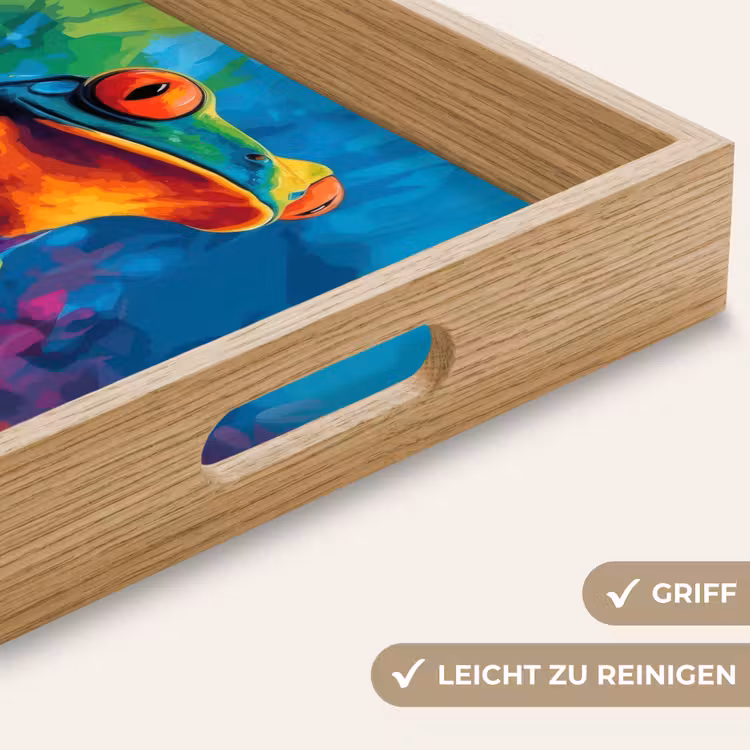Kikker - Felgekleurd - Tak - Regenboog Dienblad Rechthoek middel -USP_HandgreepDE
