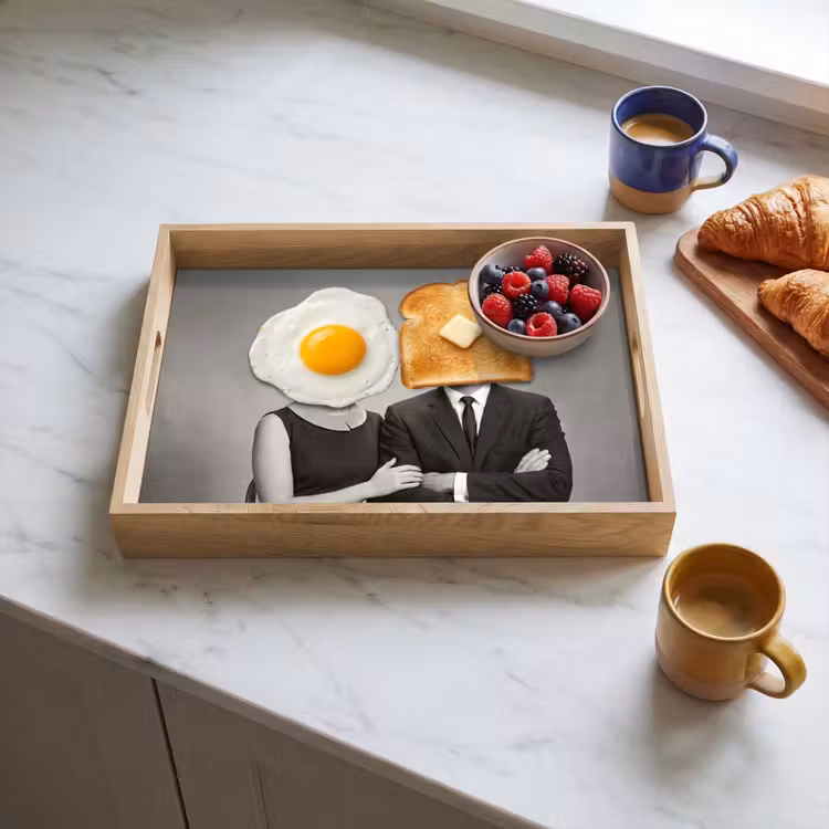 Ontbijt - Koppel - Ei - Brood Dienblad Rechthoek middel -sfeer2