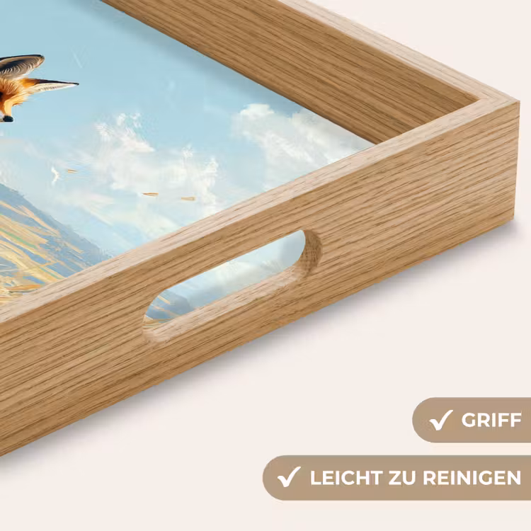 Vos - Gras - Wolken - Oranje Dienblad Rechthoek middel -USP_HandgreepDE