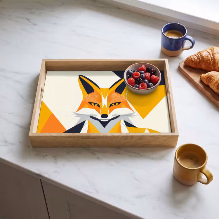 Vos - Oranje - Abstract - Driehoeken Dienblad Rechthoek middel -sfeer2