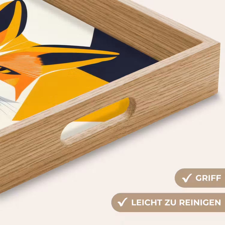Vos - Oranje - Abstract - Driehoeken Dienblad Rechthoek middel -USP_HandgreepDE