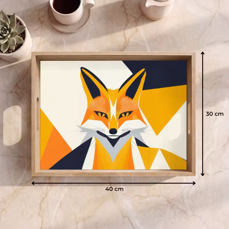 Vos - Oranje - Abstract - Driehoeken Dienblad Rechthoek middel -USP_Formaat