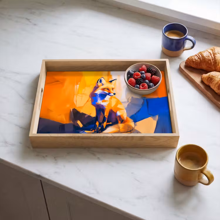 Vos - Oranje - Vormen - Abstract Dienblad Rechthoek middel -sfeer2