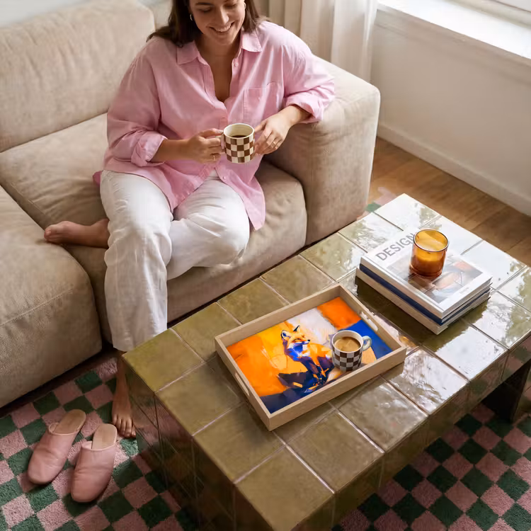 Vos - Oranje - Vormen - Abstract Dienblad Rechthoek middel -sfeer3