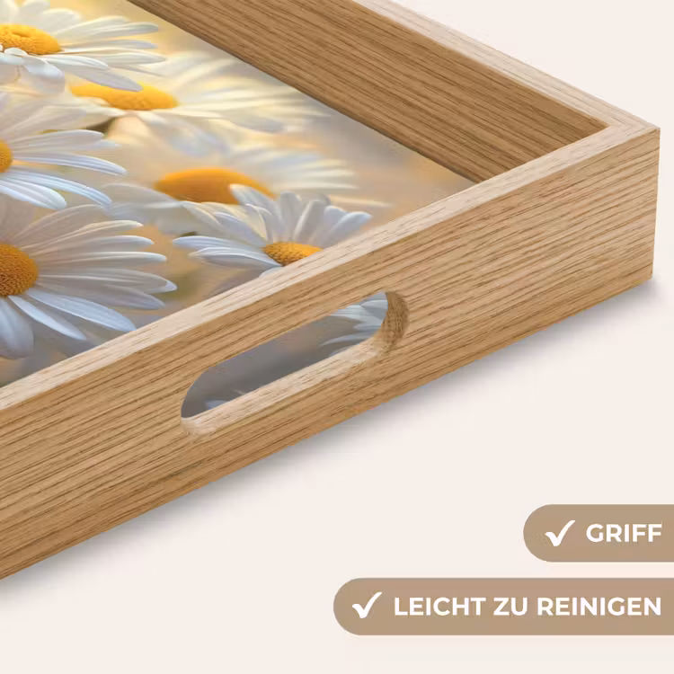 Madeliefjes - Wit - Zonlicht Dienblad Rechthoek middel -USP_HandgreepDE