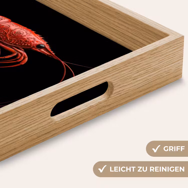 Garnaal - Rood - Dieren Dienblad Rechthoek middel -USP_HandgreepDE