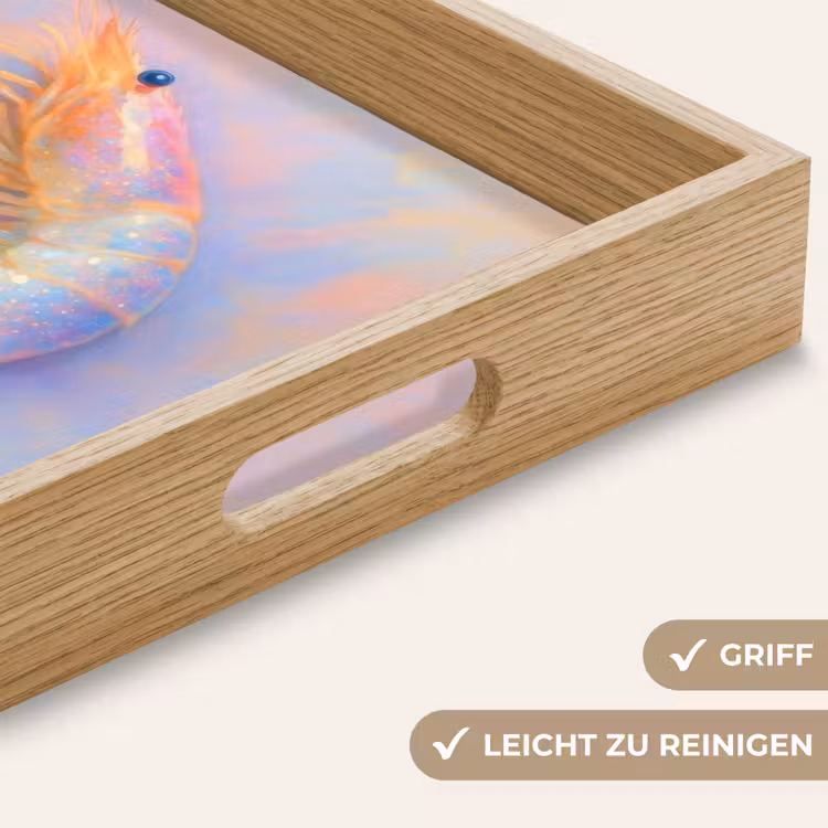 Garnaal - Subtiele structuur - Blauw - Roze Dienblad Rechthoek middel -USP_HandgreepDE