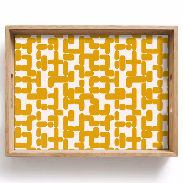 Geel - Beige - Patroon Dienblad Rechthoek middel 911 -z3d_shopping