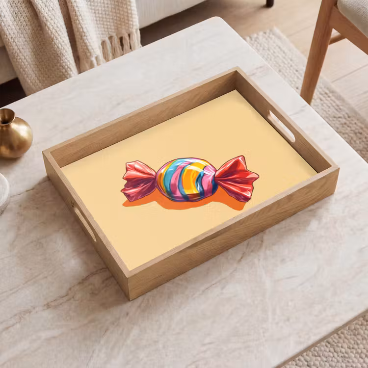 Geel - Snoep - Kleur Dienblad Rechthoek middel -sfeer1