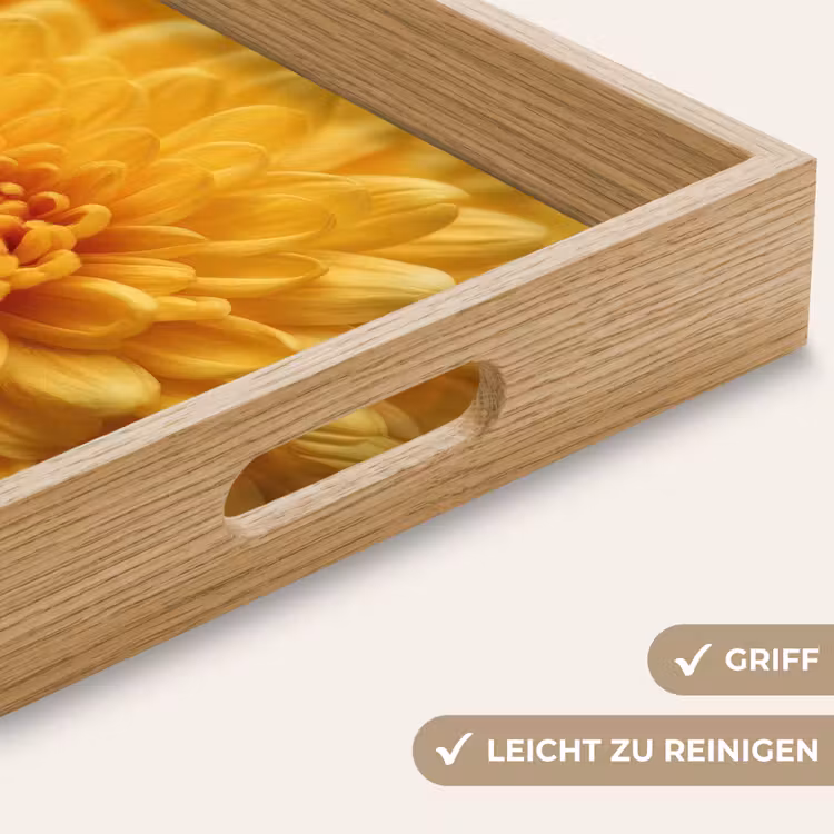 Geel - Chrysant - Zachtheid Dienblad Rechthoek middel -USP_HandgreepDE
