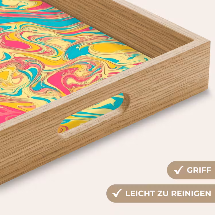 Geel - Roze - Blauw - Retro Dienblad Rechthoek middel -USP_HandgreepDE