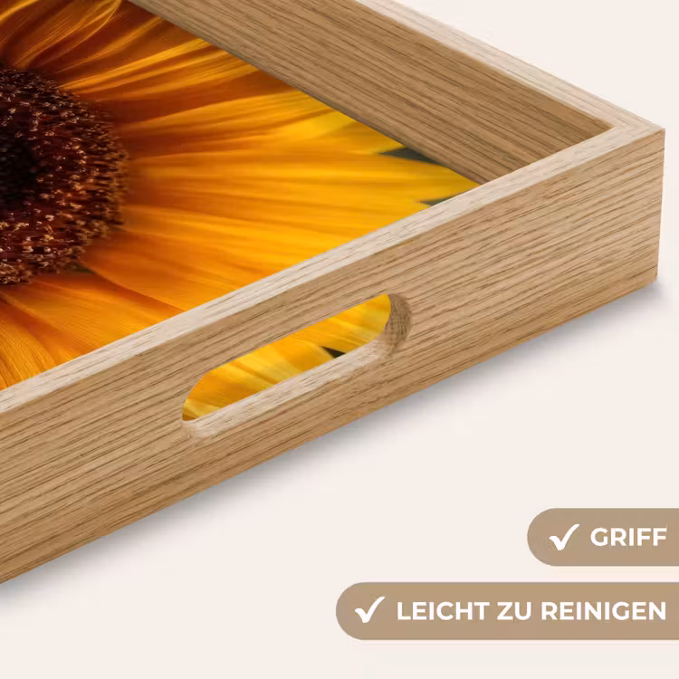 Geel - Zonnebloem - Zomers Dienblad Rechthoek middel -USP_HandgreepDE