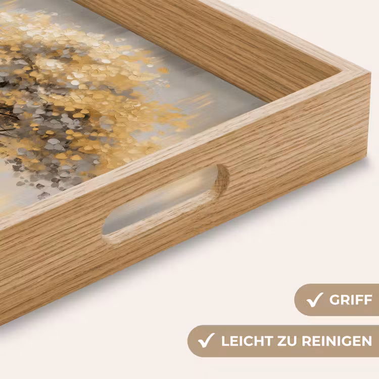 Schilderij - Boom - Abstract - Bladeren Dienblad Rechthoek middel -USP_HandgreepDE