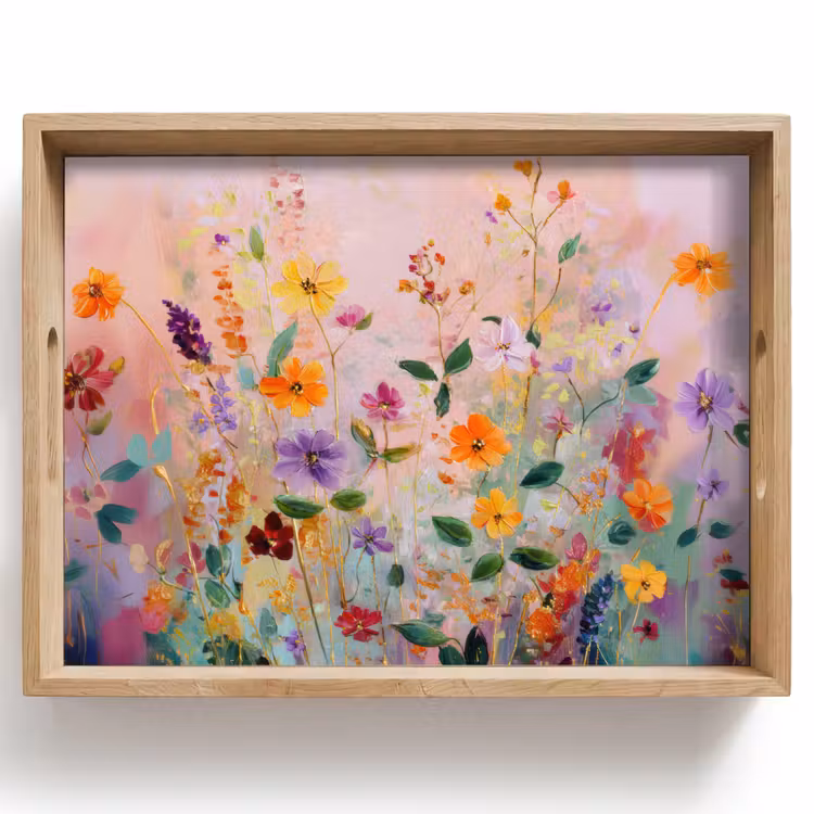 Schilderij - Bloemen - Abstract - Kleurrijk Dienblad Rechthoek middel -z3d_shopping