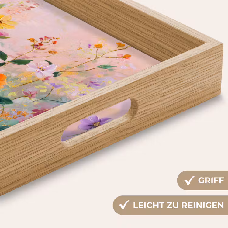 Schilderij - Bloemen - Abstract - Kleurrijk Dienblad Rechthoek middel -USP_HandgreepDE
