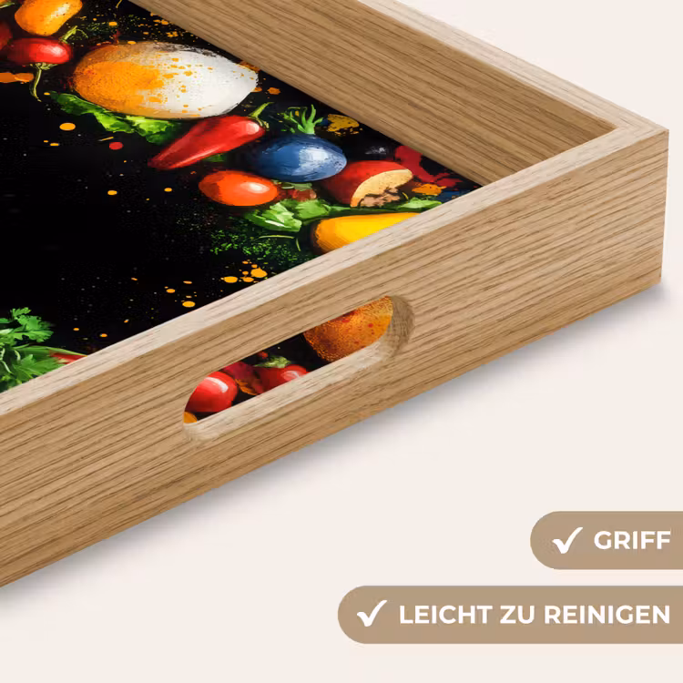 Groente - Graffiti - Kleurrijk - Koken - Abstract Dienblad Rechthoek middel -USP_HandgreepDE