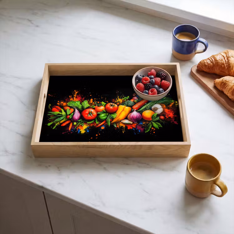 Groente - Eten - Kruiden - Graffiti - Koken Dienblad Rechthoek middel -sfeer2