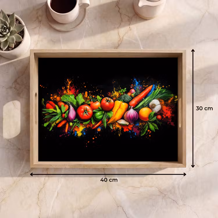 Groente - Eten - Kruiden - Graffiti - Koken Dienblad Rechthoek middel -USP_Formaat