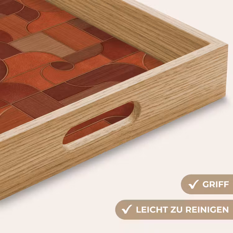 Geometrisch - Abstract - Textuur - Bruin Dienblad Rechthoek middel 911 -USP_HandgreepDE