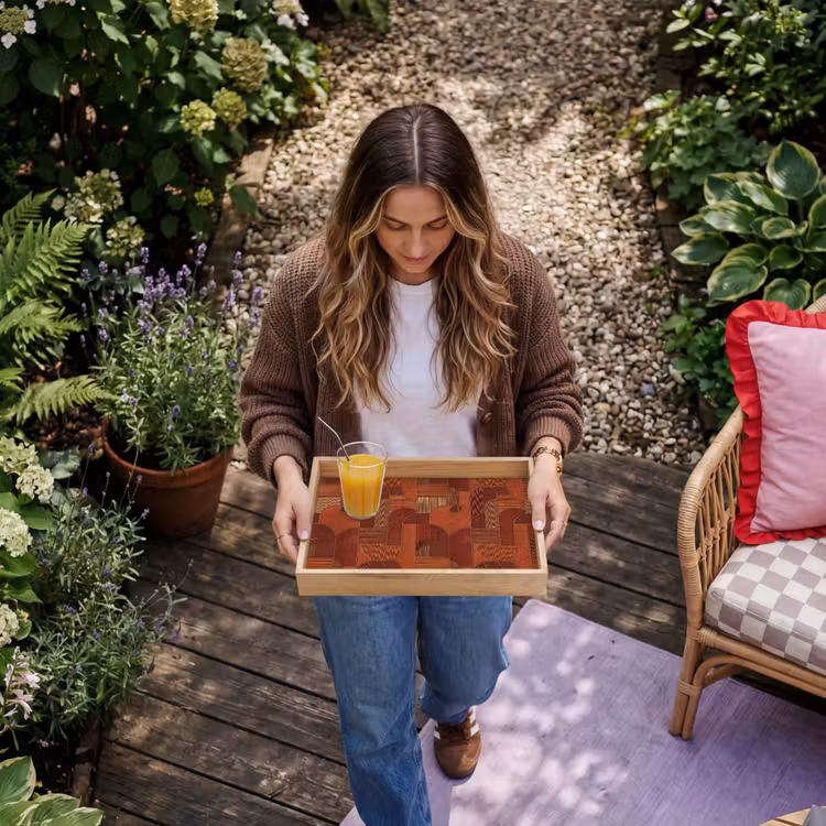Geometrisch - Abstract - Textuur - Bruin Dienblad Rechthoek middel 911 -sfeer5