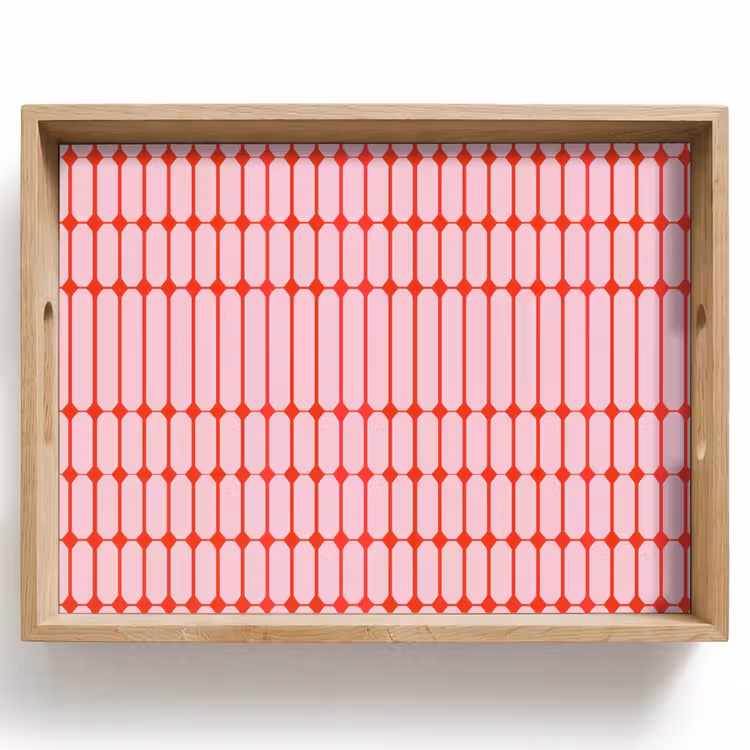 Geometrisch - Minimalistisch - Rood - Roze Dienblad Rechthoek middel 911 -z3d_shopping
