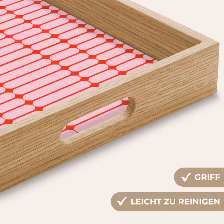 Geometrisch - Minimalistisch - Rood - Roze Dienblad Rechthoek middel 911 -USP_HandgreepDE