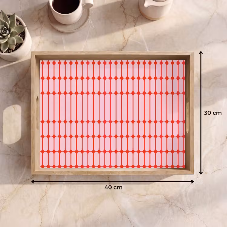 Geometrisch - Minimalistisch - Rood - Roze Dienblad Rechthoek middel 911 -USP_Formaat