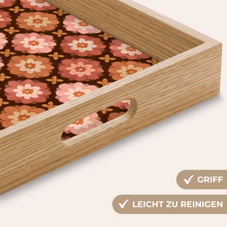 Geometrisch - Bloemen - Kleurrijk Dienblad Rechthoek middel 911 -USP_HandgreepDE