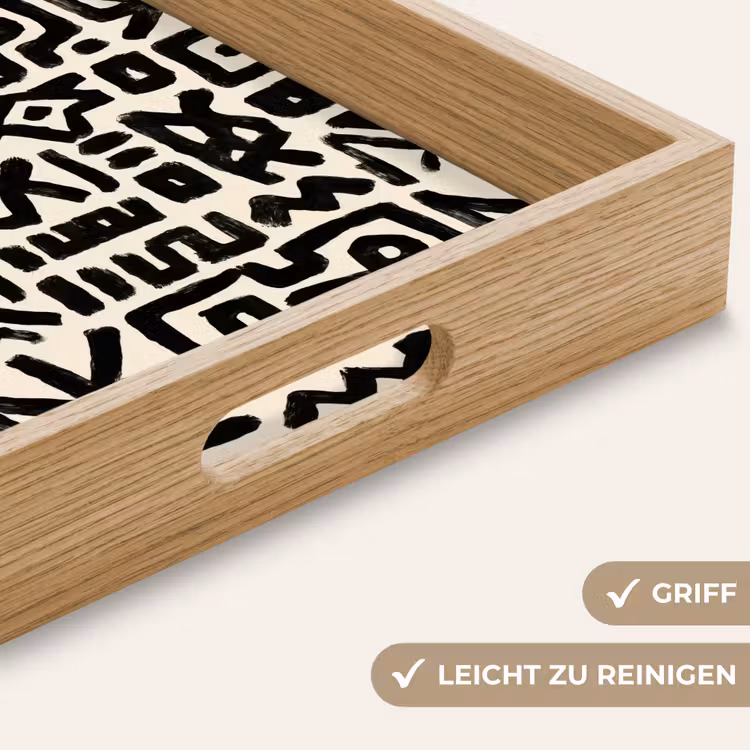 Geometrisch - Figuren - Zwart Dienblad Rechthoek middel 911 -USP_HandgreepDE