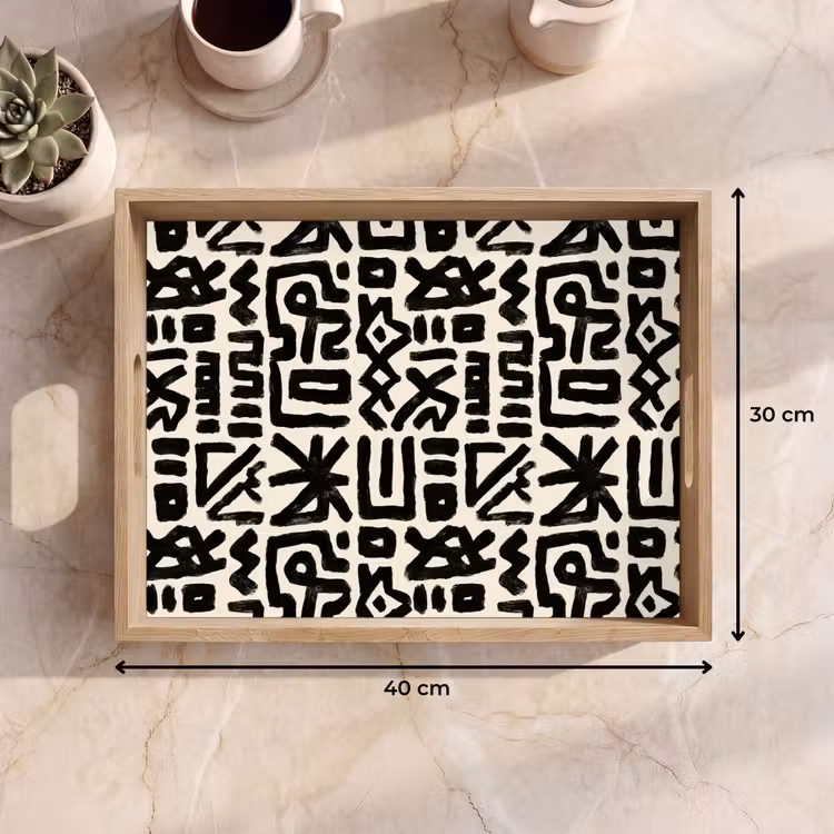Geometrisch - Figuren - Zwart Dienblad Rechthoek middel 911 -USP_Formaat