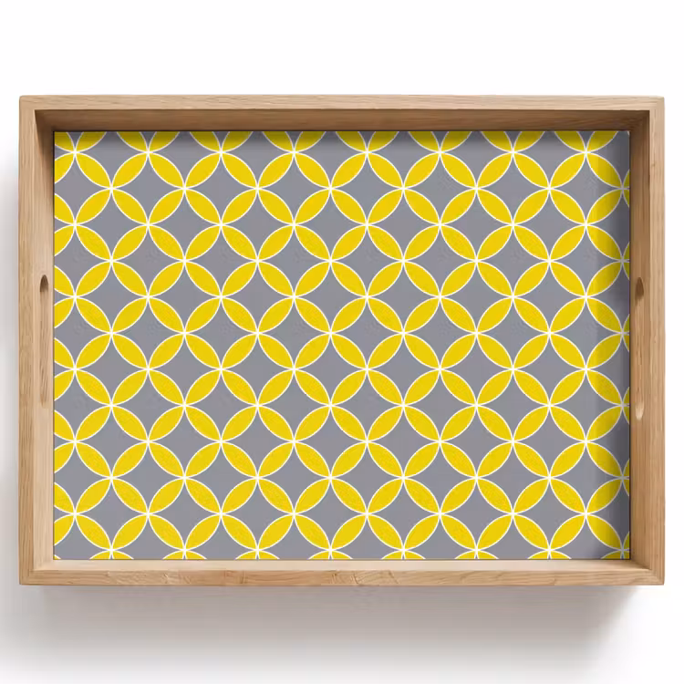 Geometrisch - Cirkels - Modern - Grijs - Geel Dienblad Rechthoek middel 911 -z3d_shopping