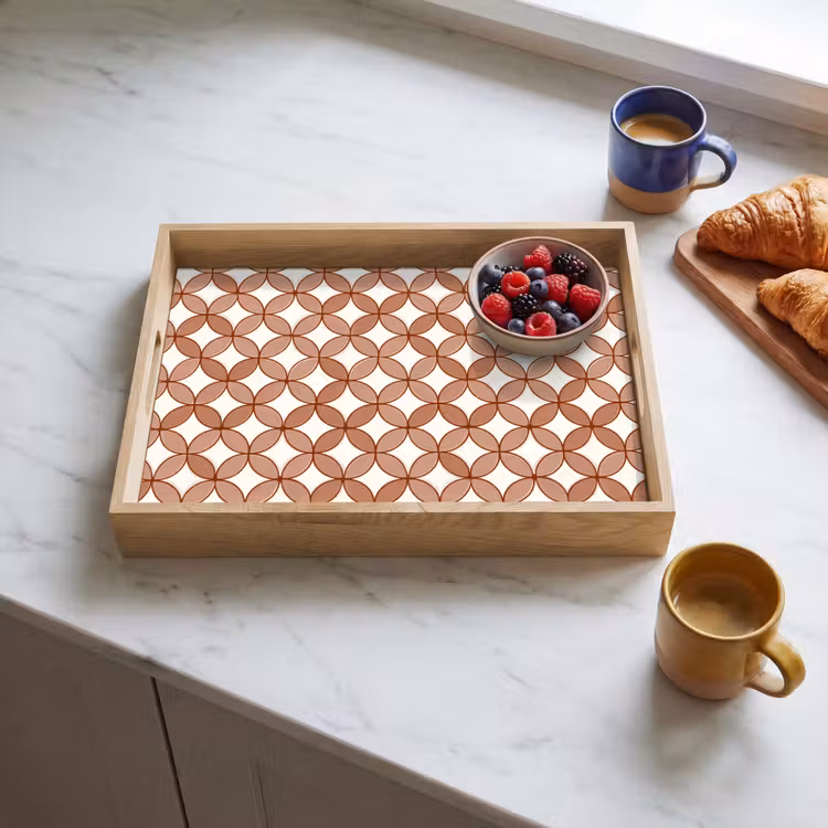 Geometrisch - Cirkels - Modern - Terracotta Dienblad Rechthoek middel 911 -sfeer2