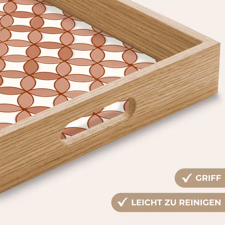 Geometrisch - Cirkels - Modern - Terracotta Dienblad Rechthoek middel 911 -USP_HandgreepDE