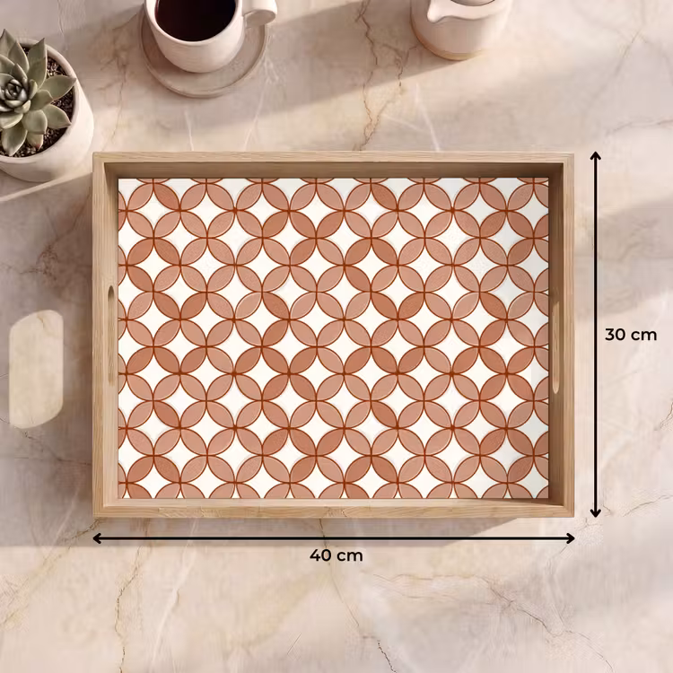 Geometrisch - Cirkels - Modern - Terracotta Dienblad Rechthoek middel 911 -USP_Formaat