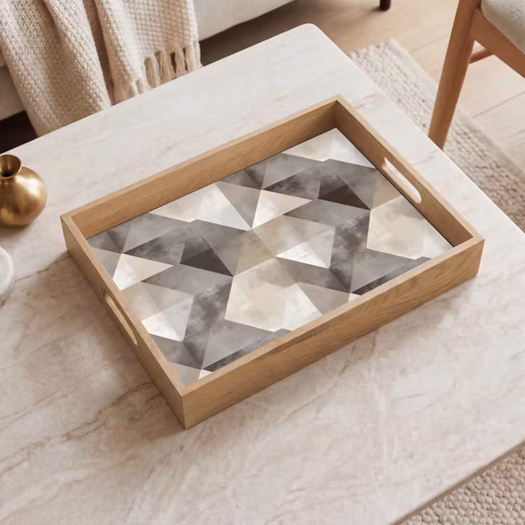 Geometrisch - Motief - Aardetinten Dienblad Rechthoek middel 911 -sfeer1